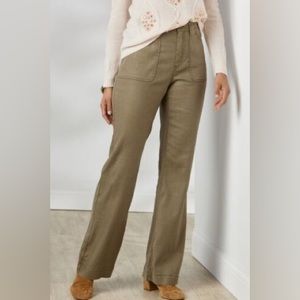 Soft Surroundings Flare Linen Blend Full Length Pockets Size 12